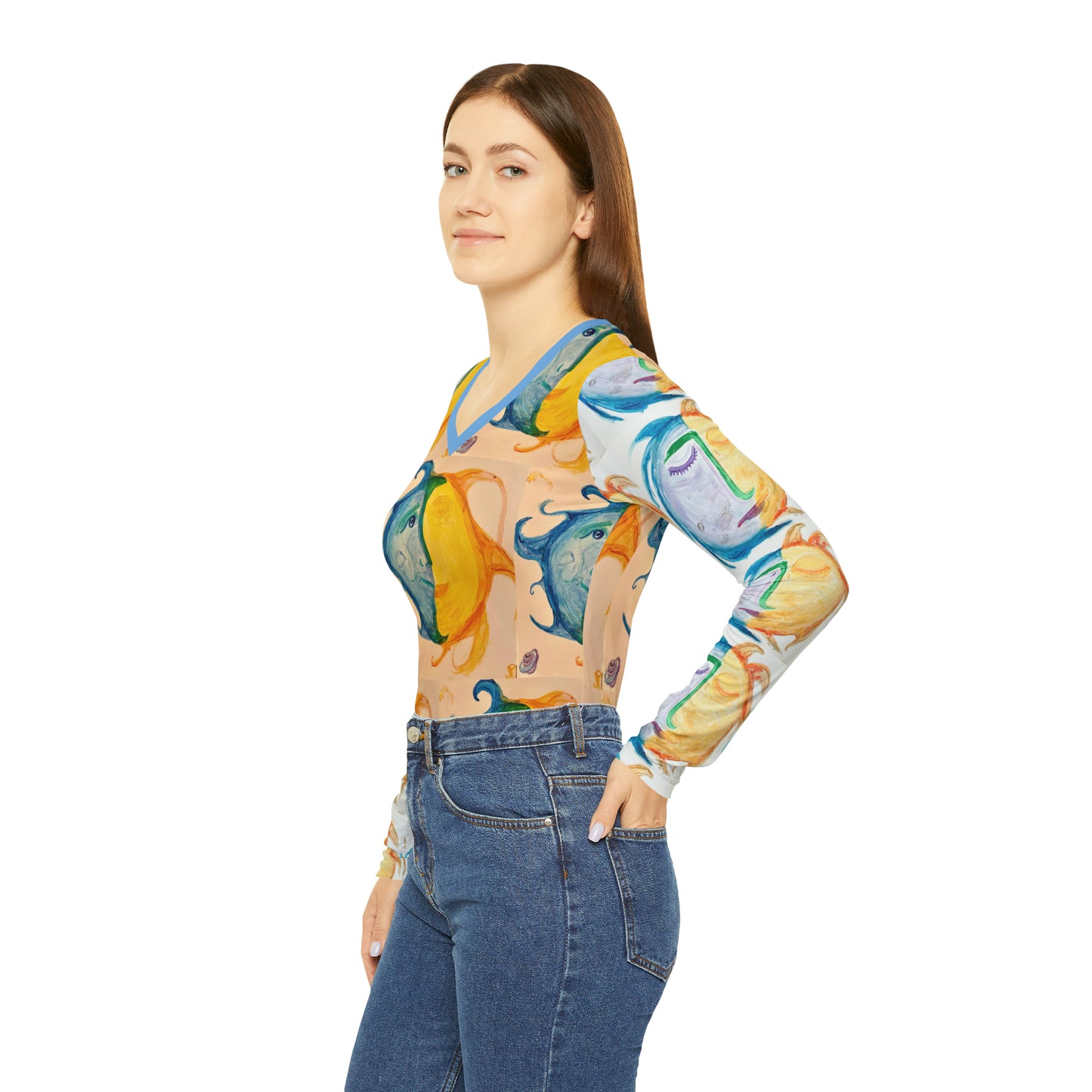 Sun & Moon Art - Women's Long Sleeve V-neck