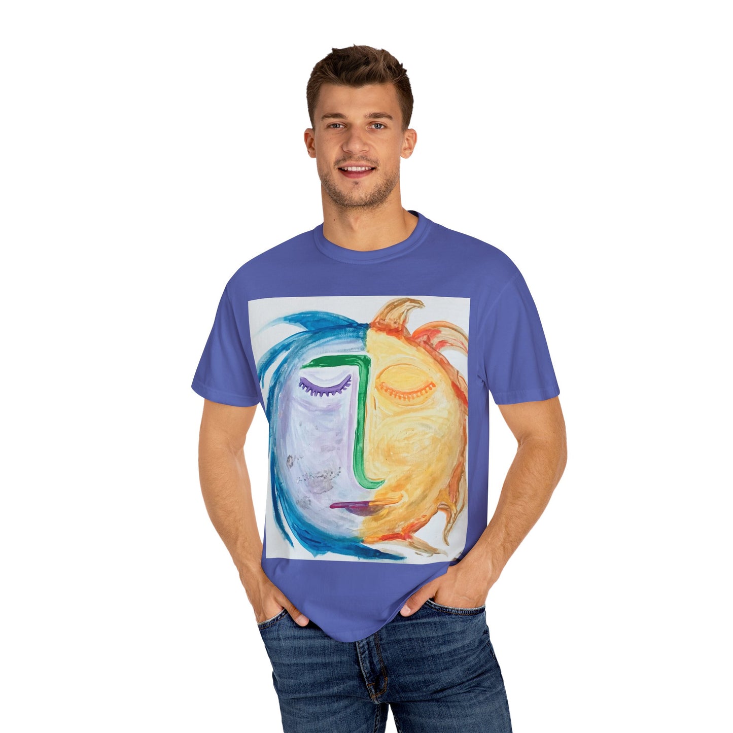 T-shirt with Artistic Sun & Moon Design