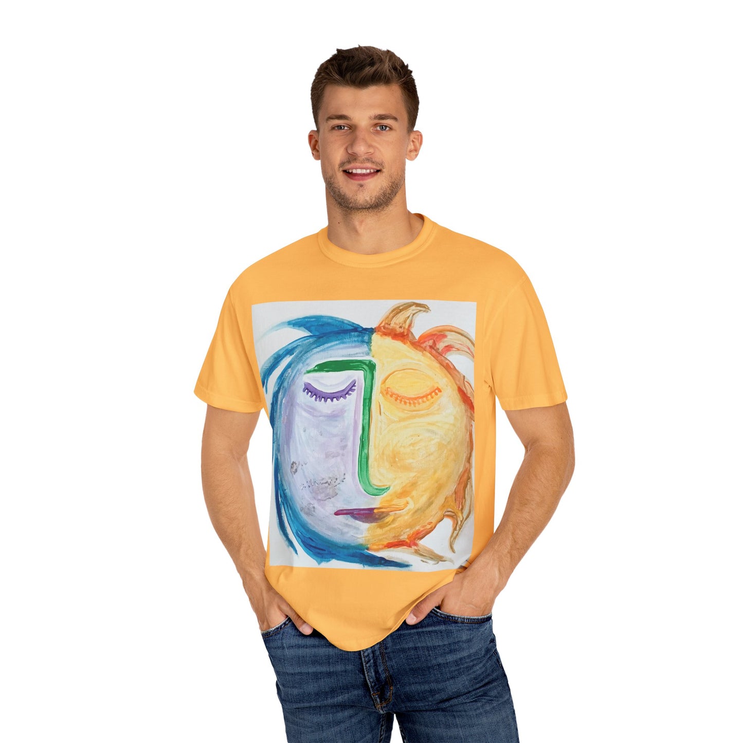 T-shirt with Artistic Sun & Moon Design