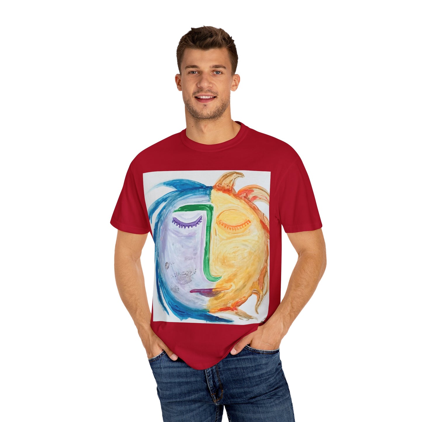 T-shirt with Artistic Sun & Moon Design