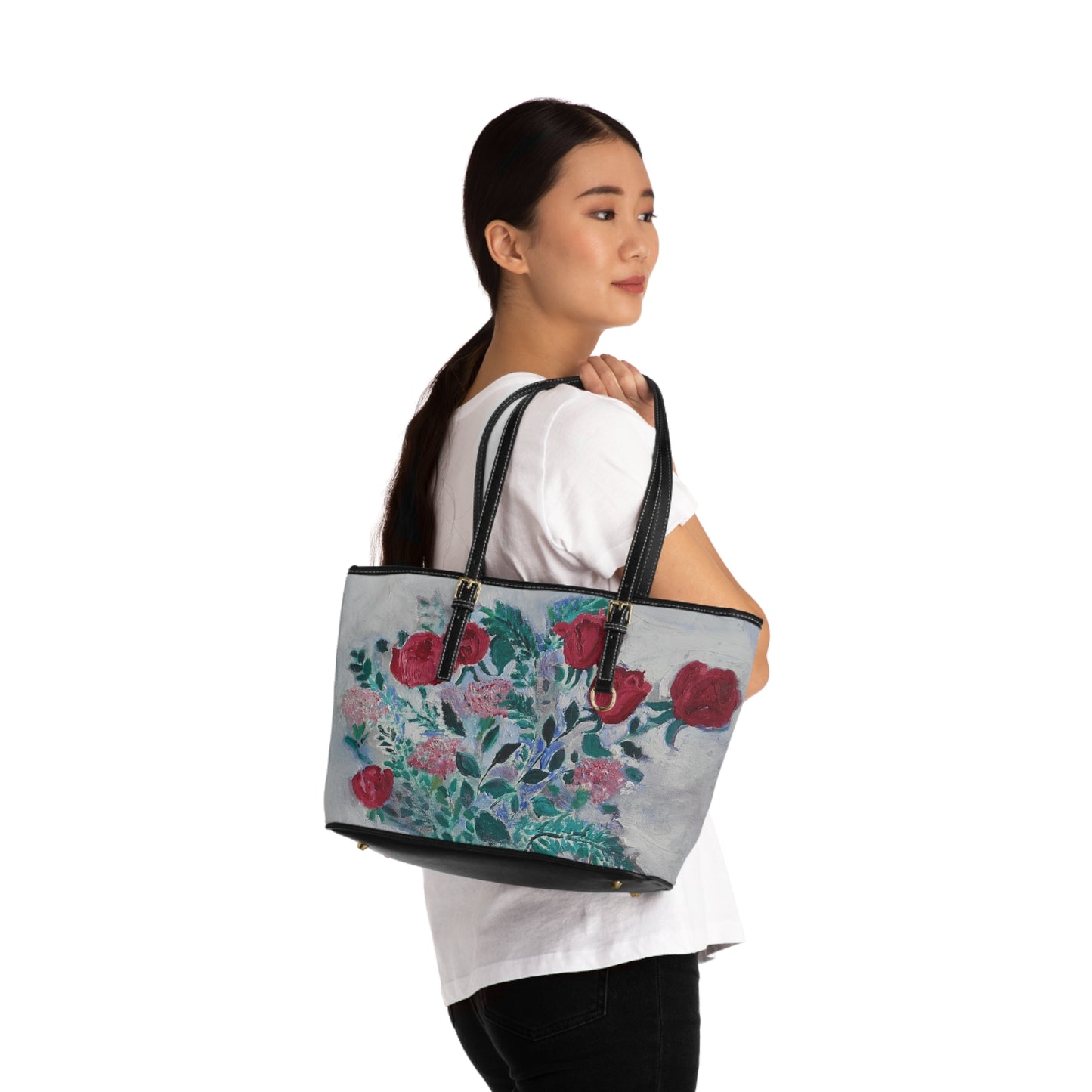 Floral Faux Leather Shoulder Bag