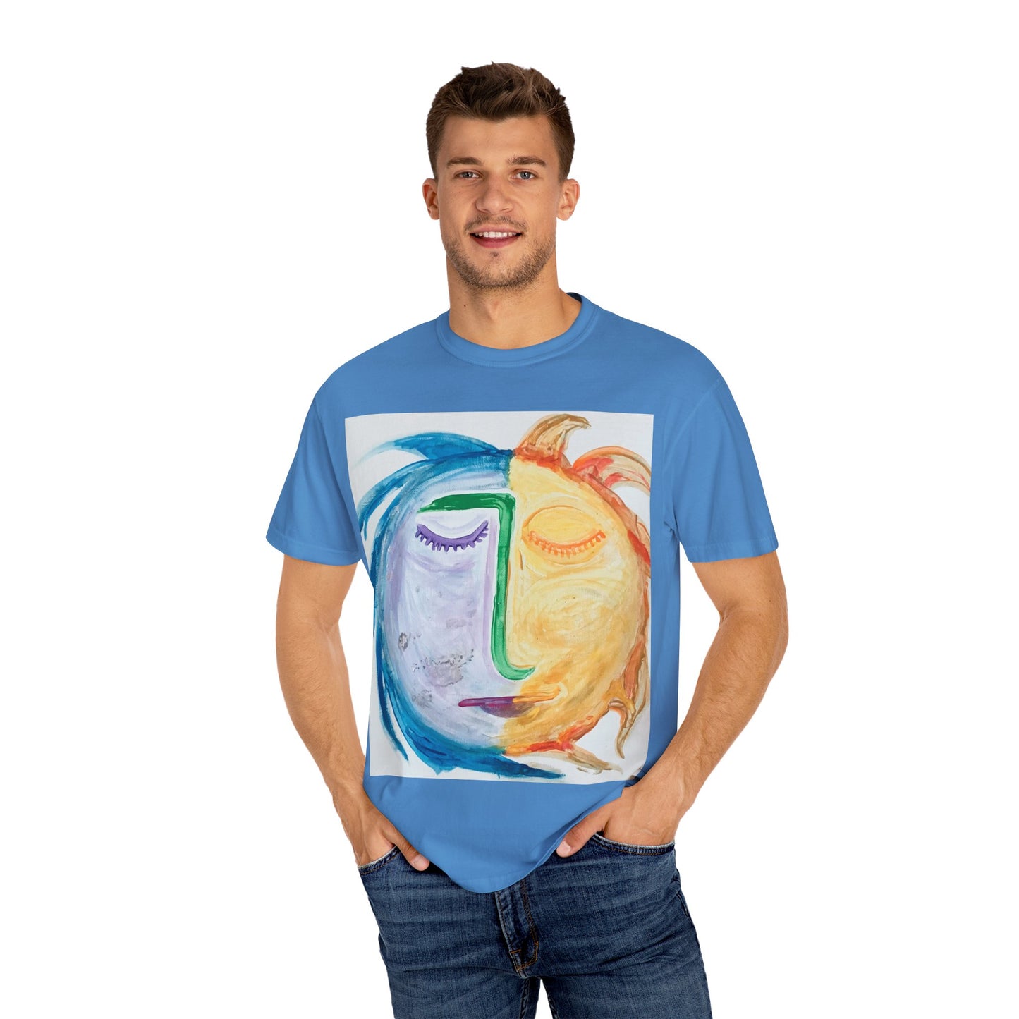 T-shirt with Artistic Sun & Moon Design