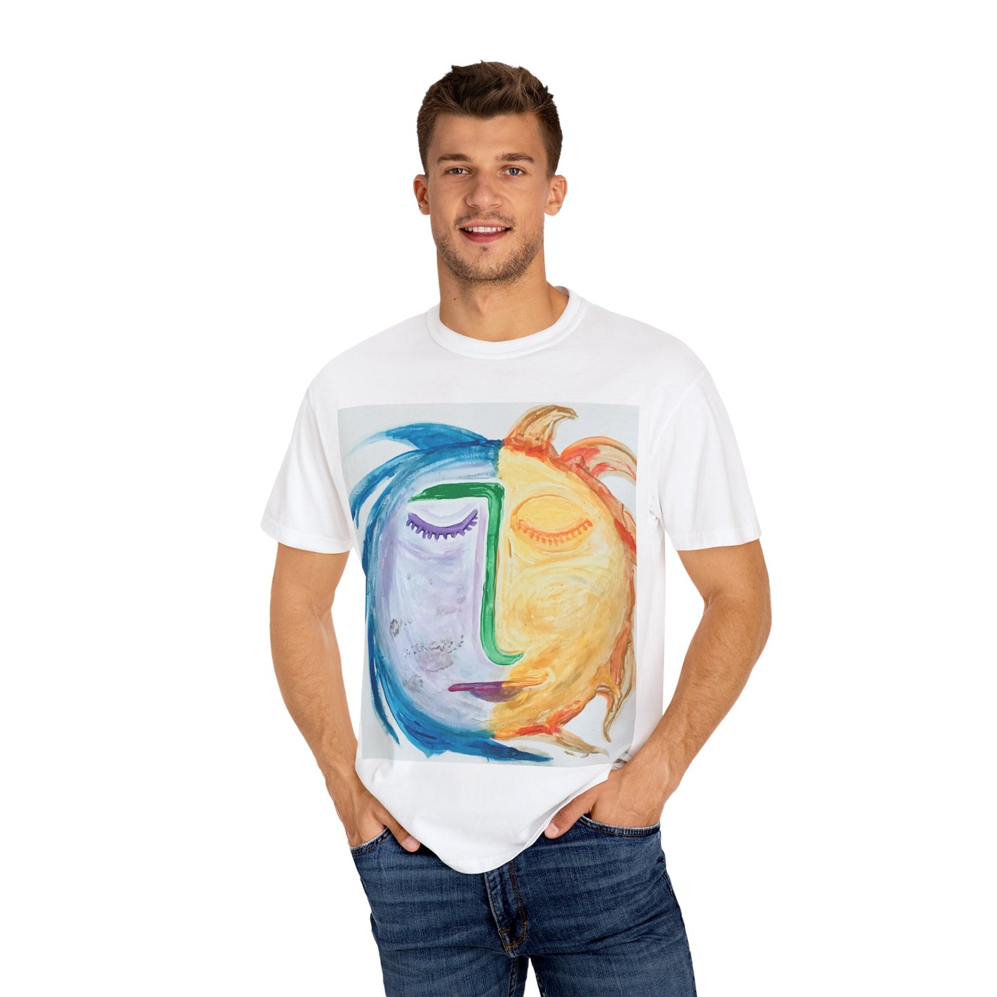 T-shirt with Artistic Sun & Moon Design