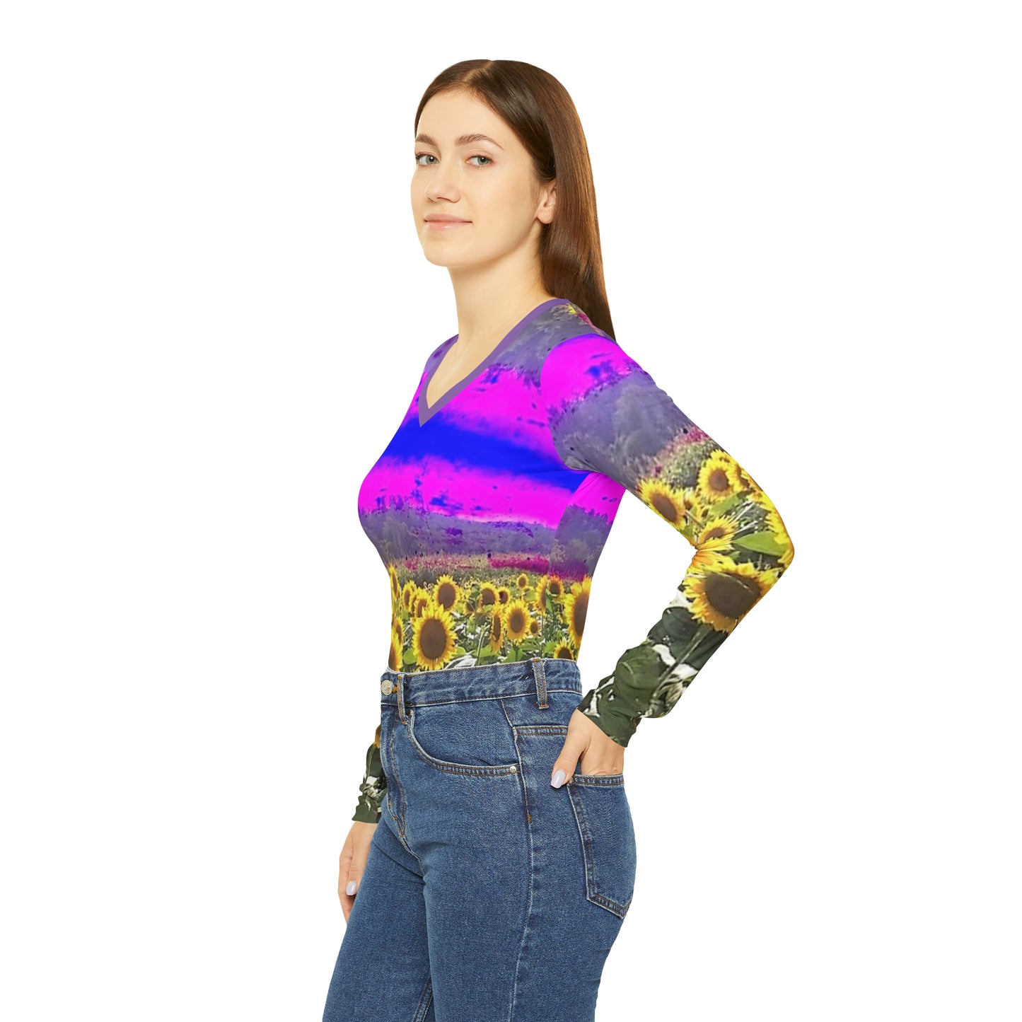 Sunflowers sky Women's V-neck Shirt