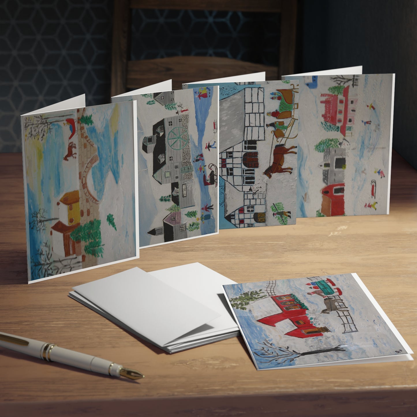 Country Winter Landscape Greeting Cards (5 different cards!)