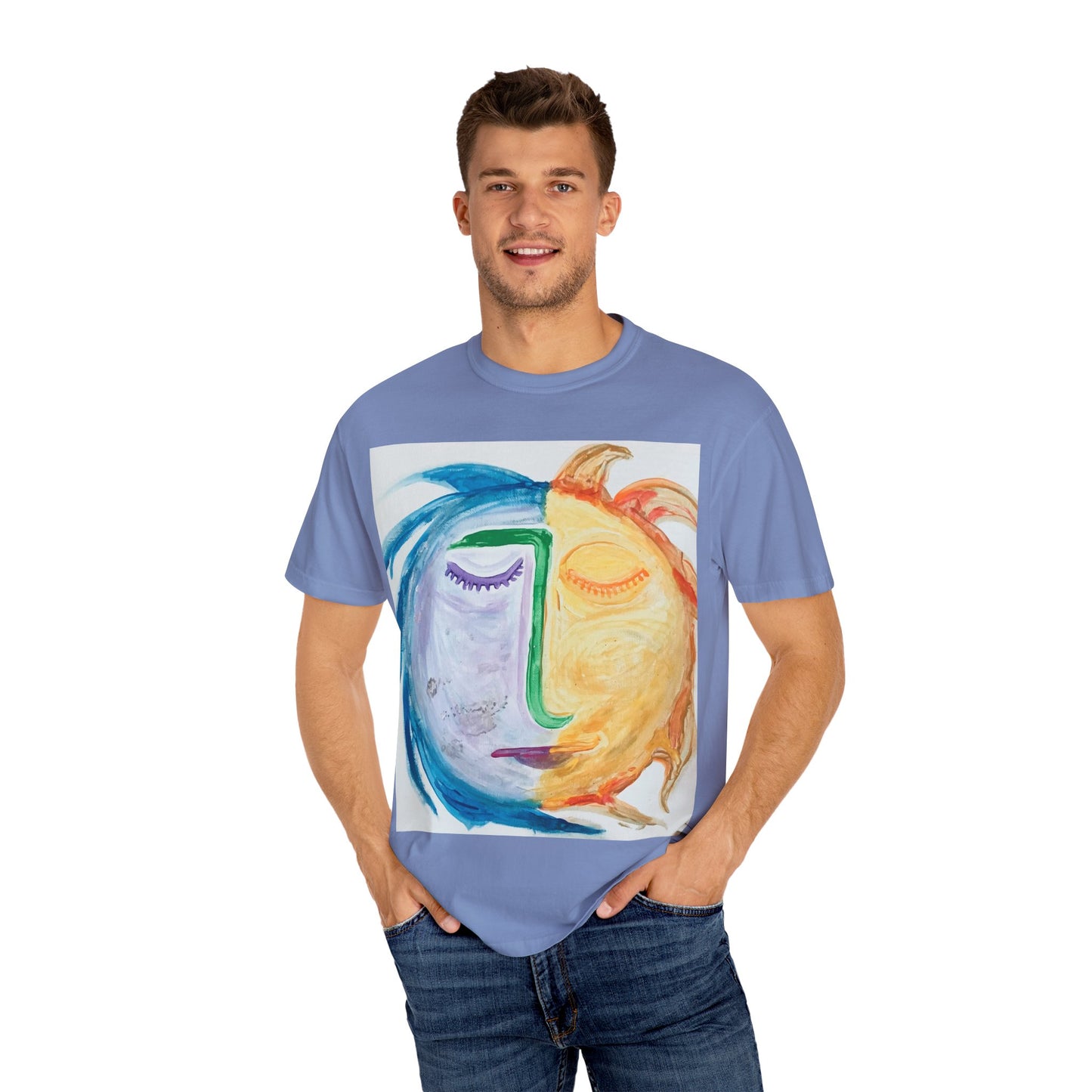 T-shirt with Artistic Sun & Moon Design