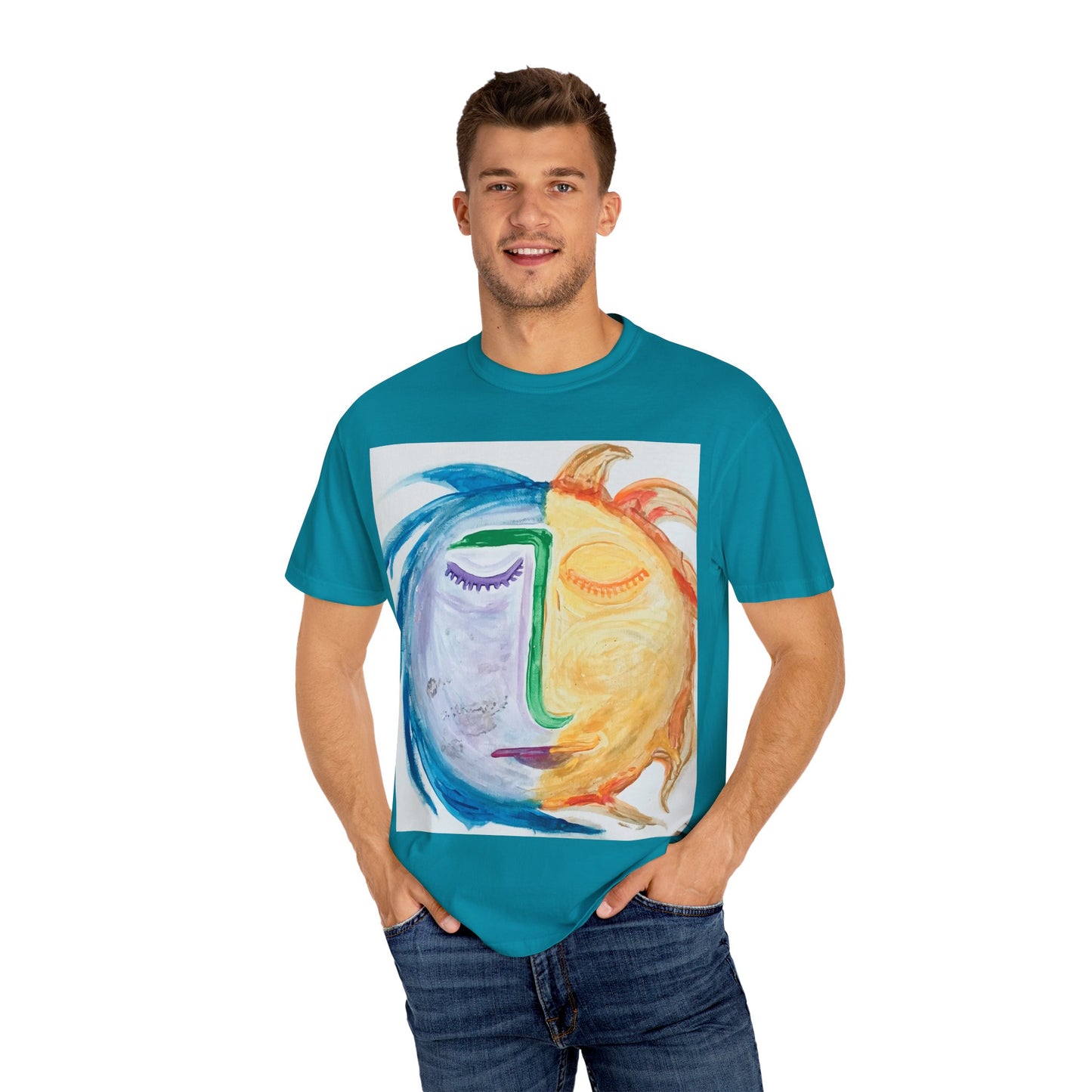 T-shirt with Artistic Sun & Moon Design