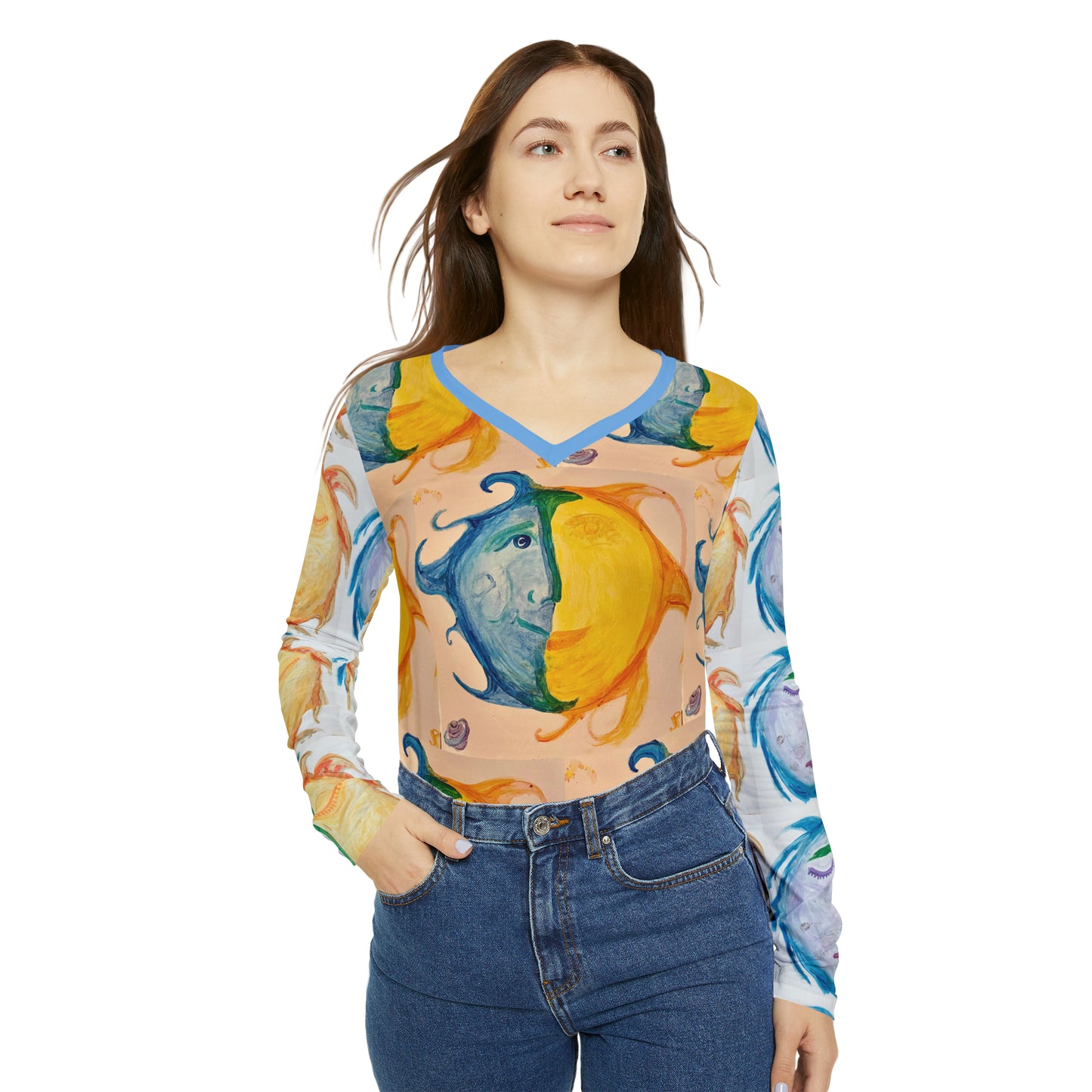 Sun & Moon Art - Women's Long Sleeve V-neck
