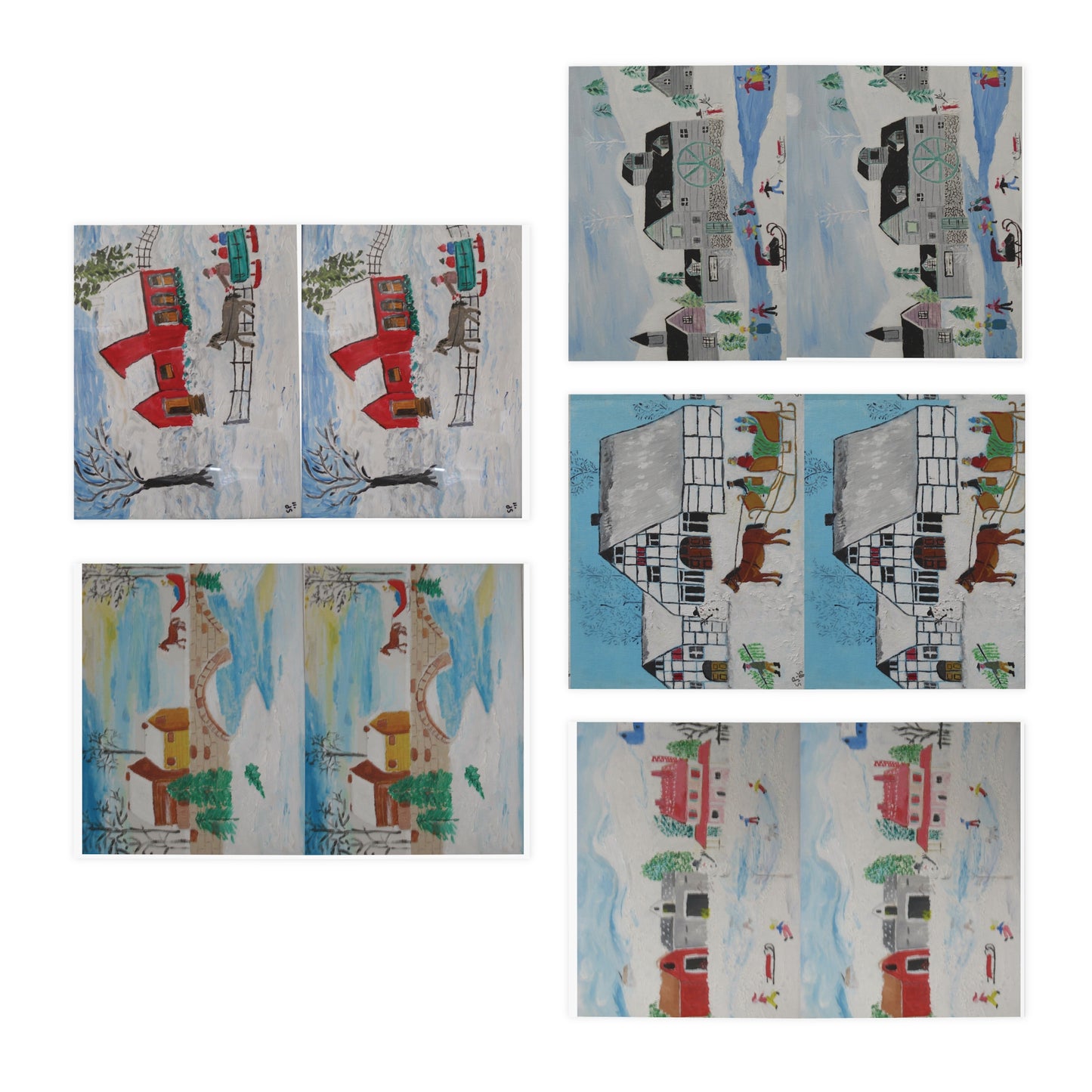 Country Winter Landscape Greeting Cards (5 different cards!)