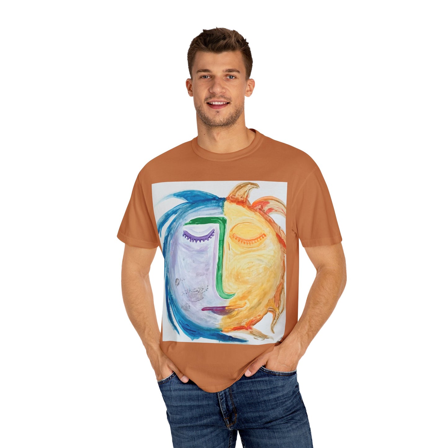 T-shirt with Artistic Sun & Moon Design