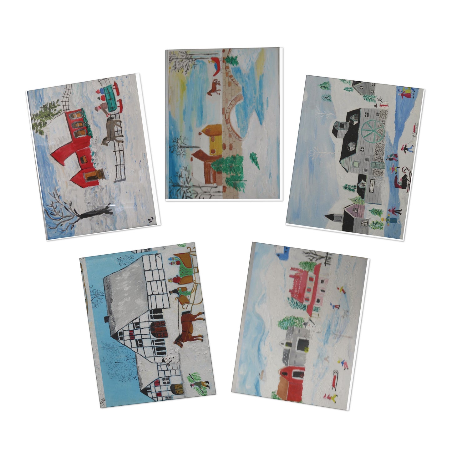 Country Winter Landscape Greeting Cards (5 different cards!)