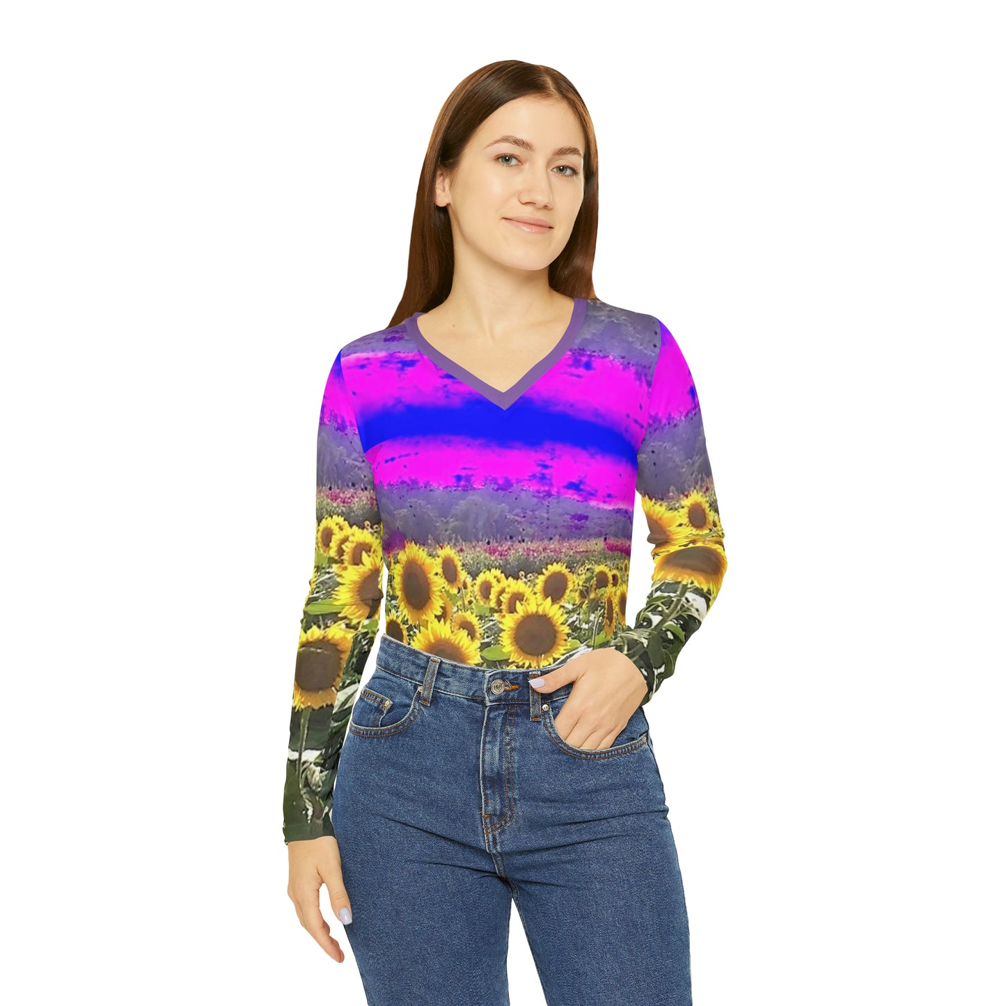 Sunflowers sky Women's V-neck Shirt