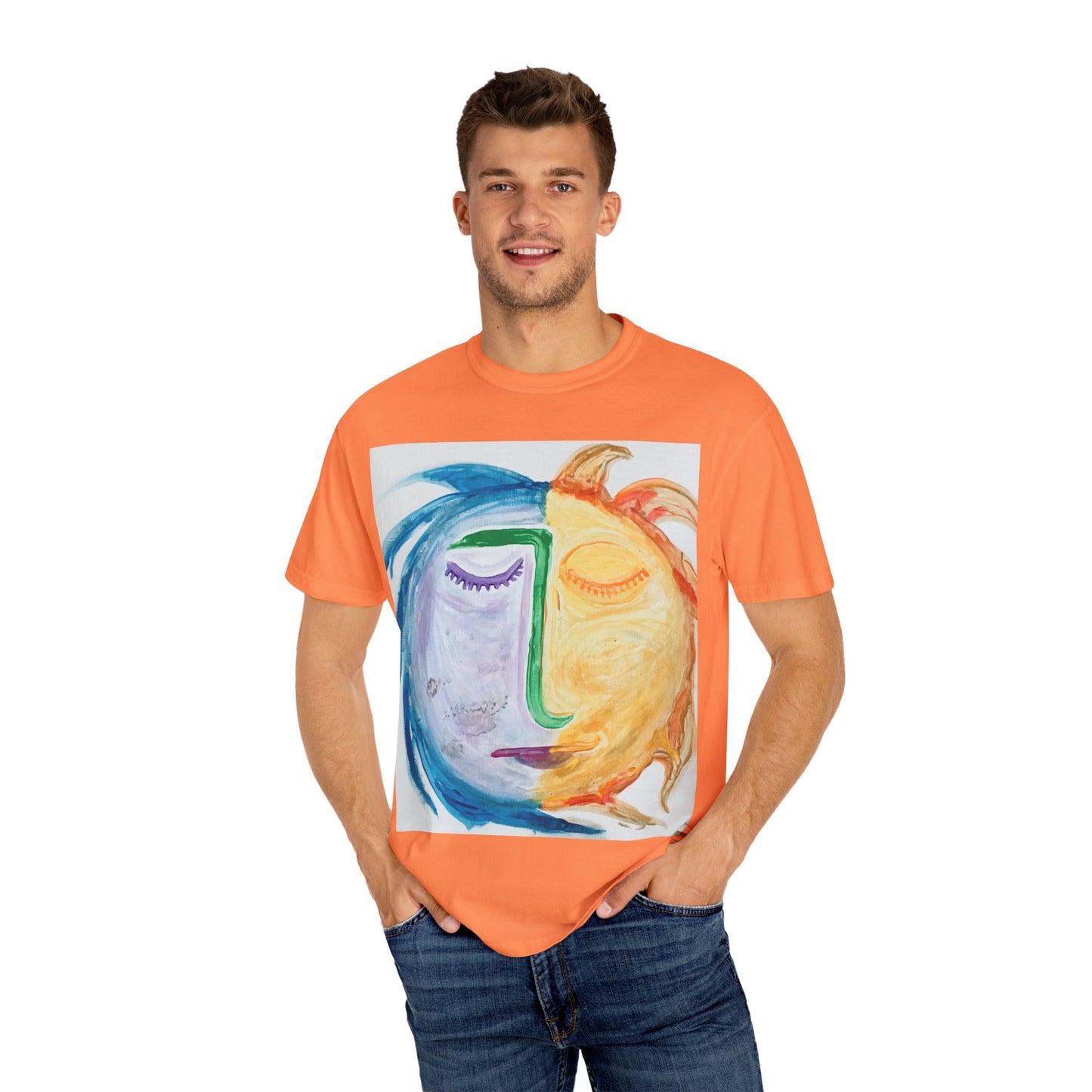 T-shirt with Artistic Sun & Moon Design
