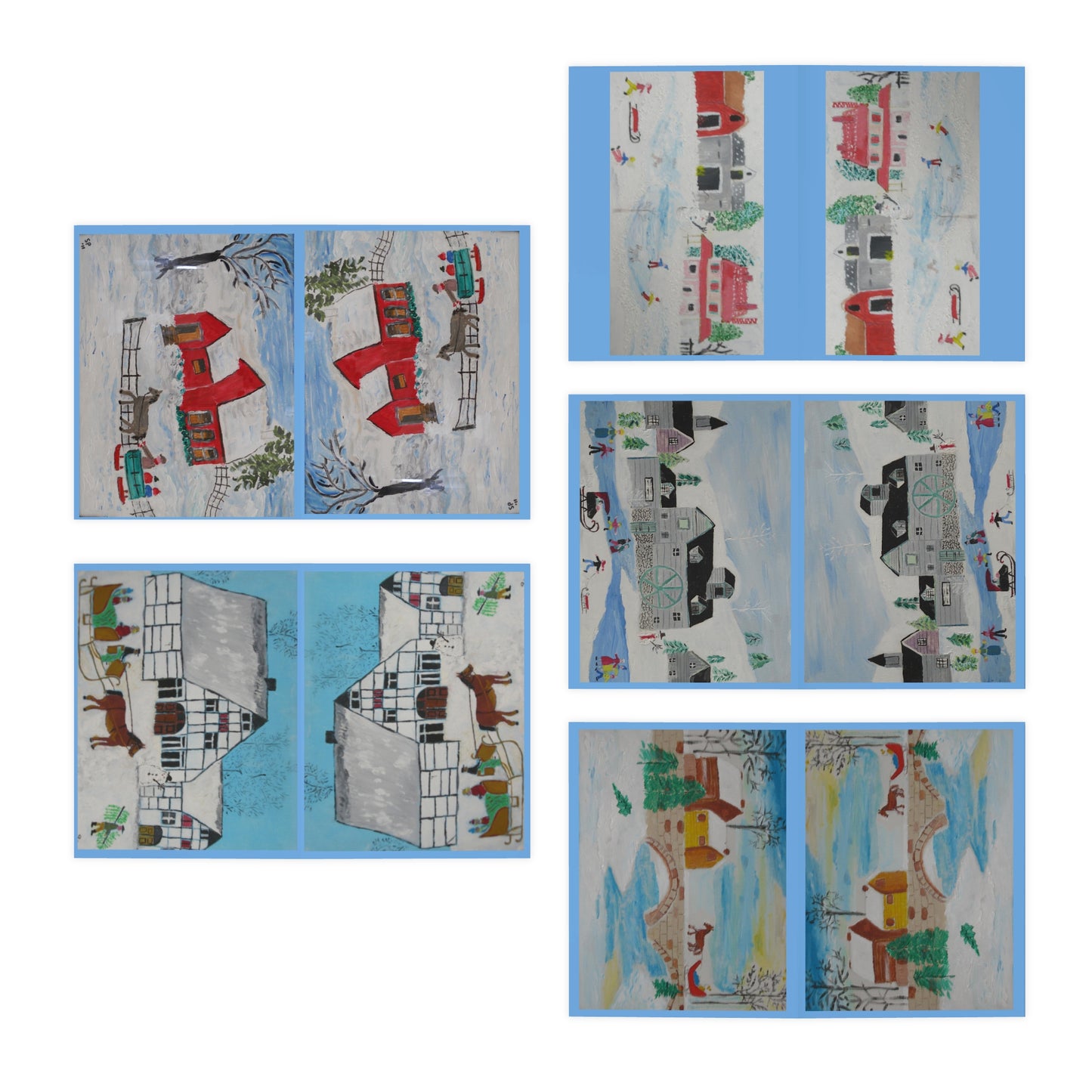 Holiday Winter Landscape Art Greeting Cards (5-Pack)