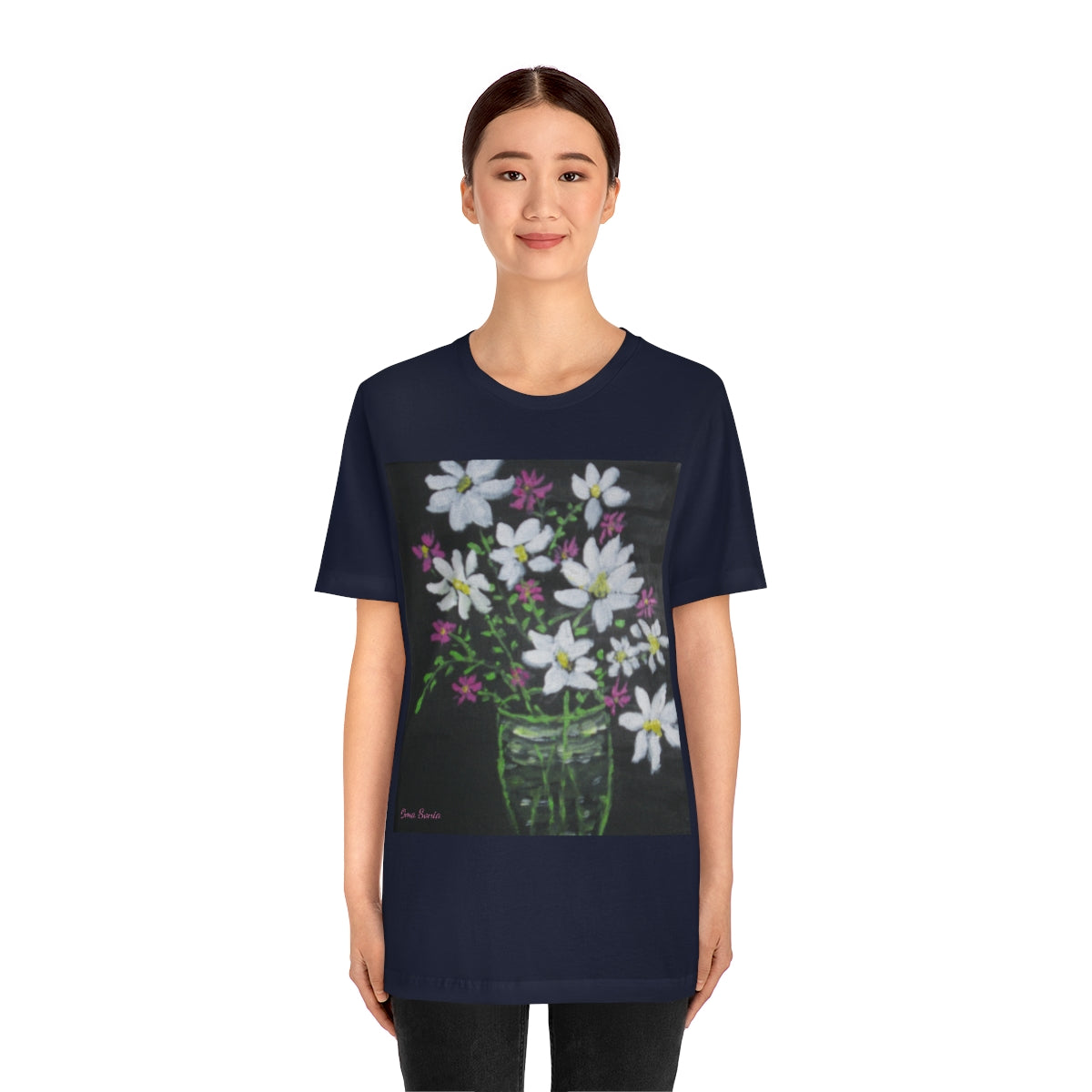 Floral on Black Short Sleeve Tee