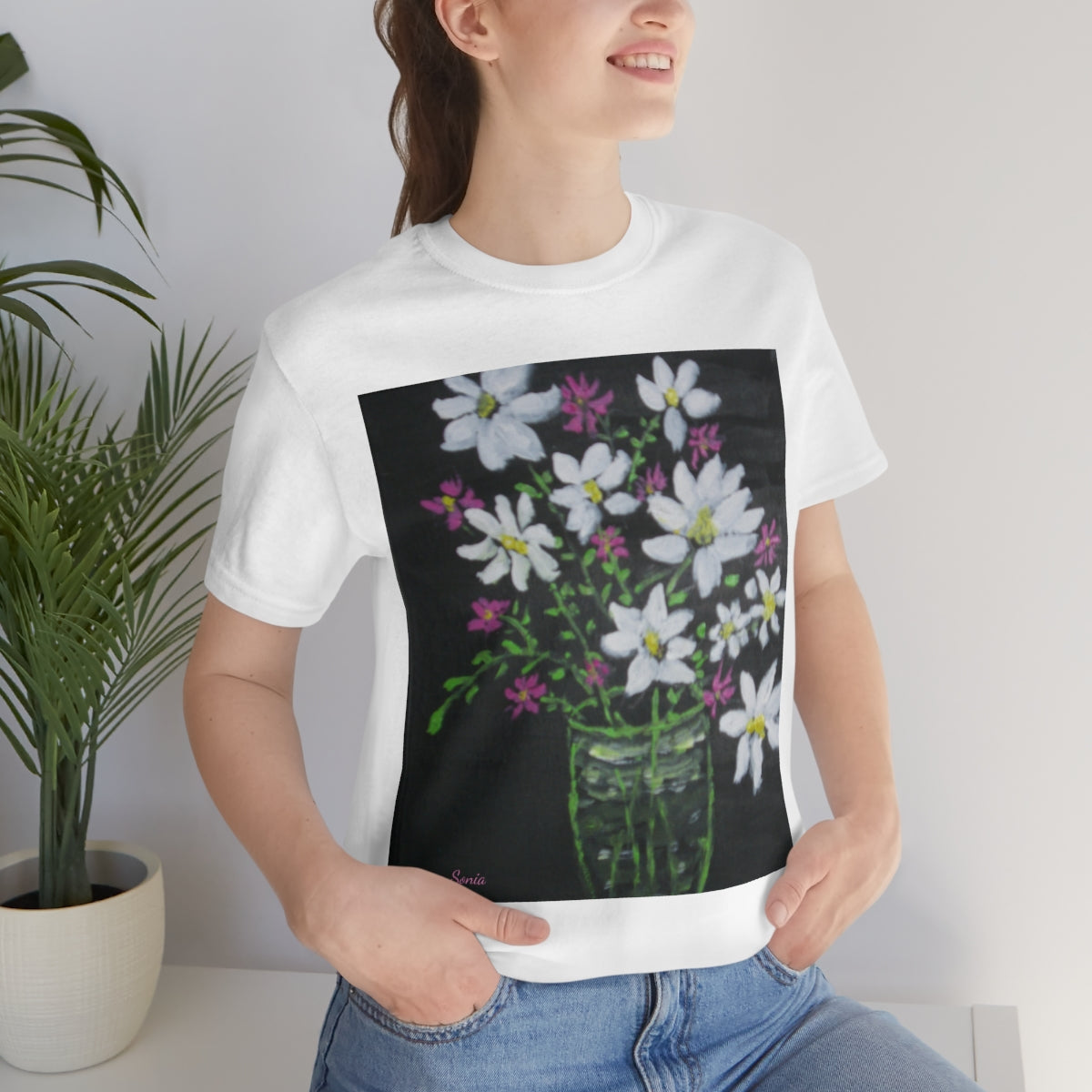 Floral on Black Short Sleeve Tee