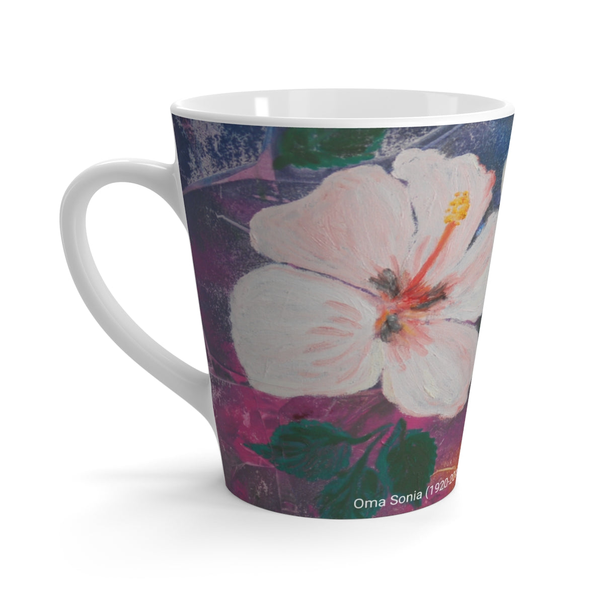 Oma Sonia Latte Mug - "Brilliant Hibiscus"