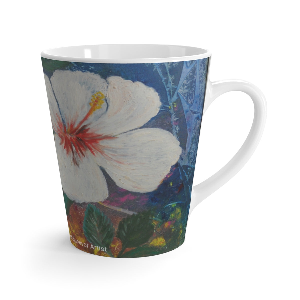 Oma Sonia Latte Mug - "Brilliant Hibiscus"