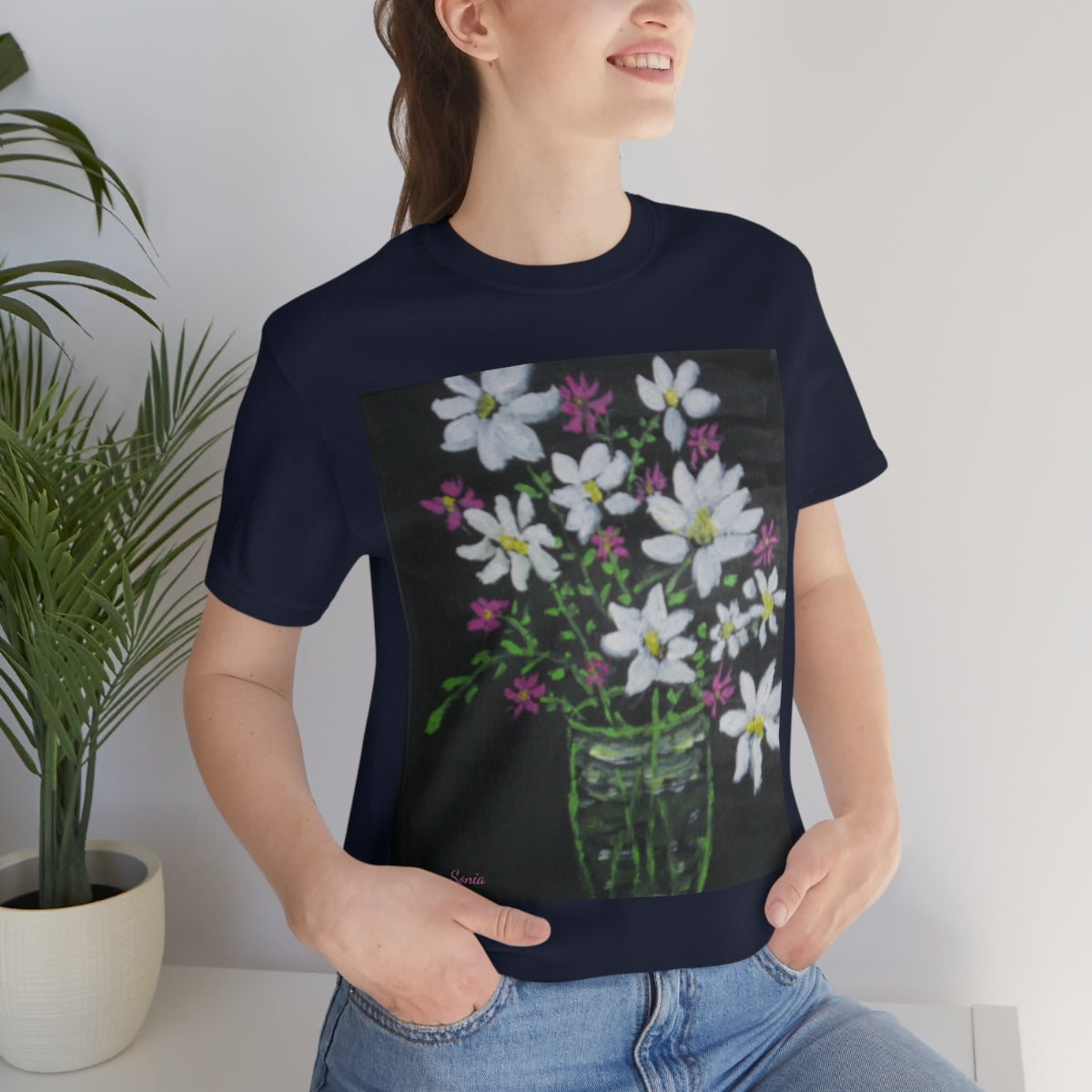 Floral on Black Short Sleeve Tee
