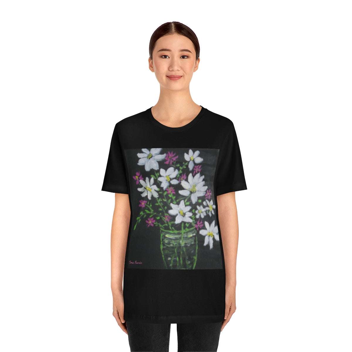 Floral on Black Short Sleeve Tee