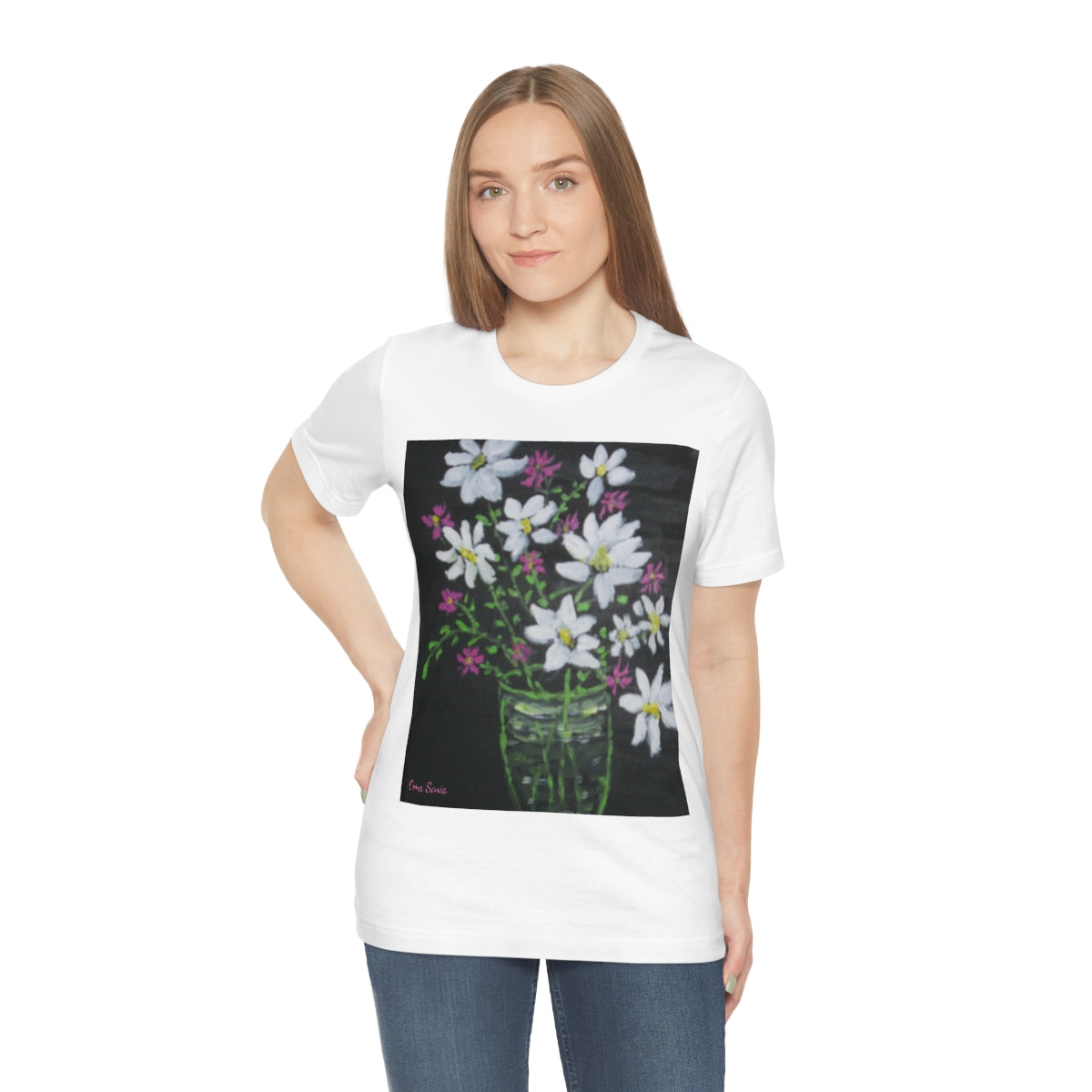 Floral on Black Short Sleeve Tee