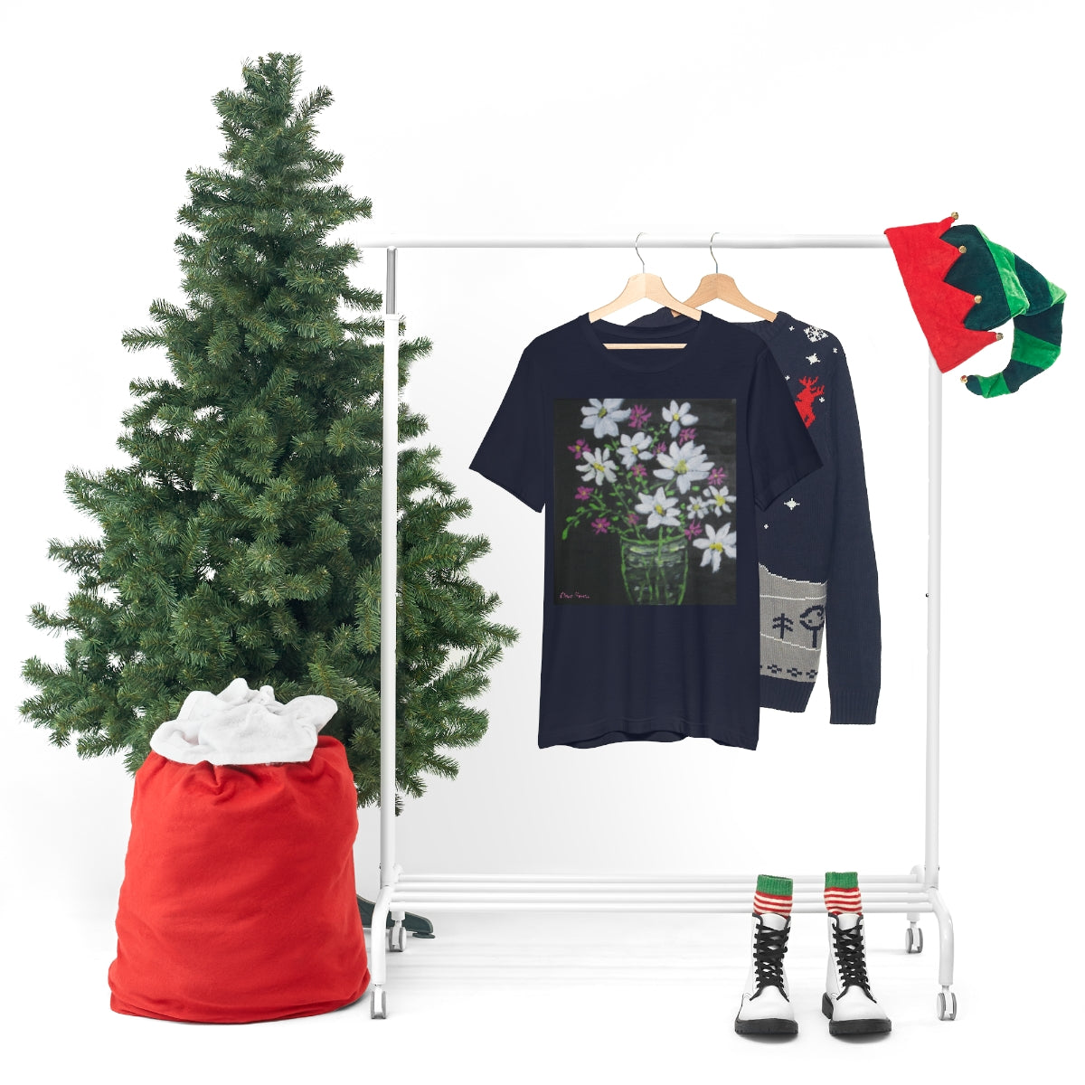 Floral on Black Short Sleeve Tee