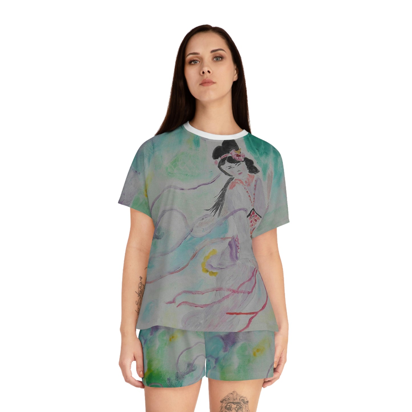 "Delicate Geisha" Women's Short Pajamas Set