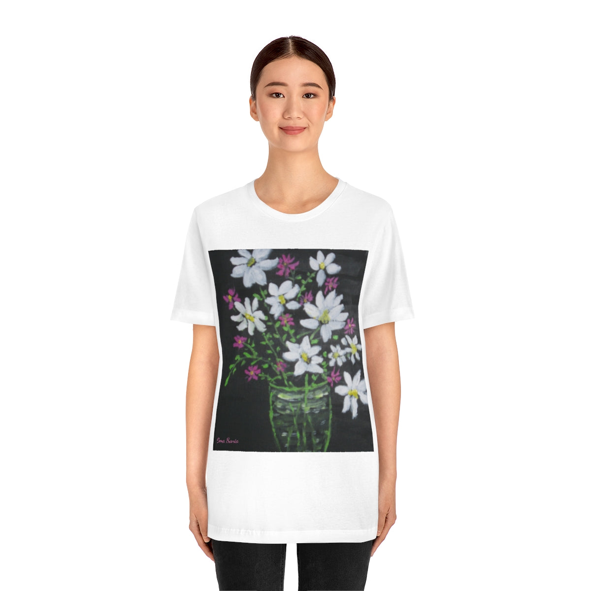 Floral on Black Short Sleeve Tee