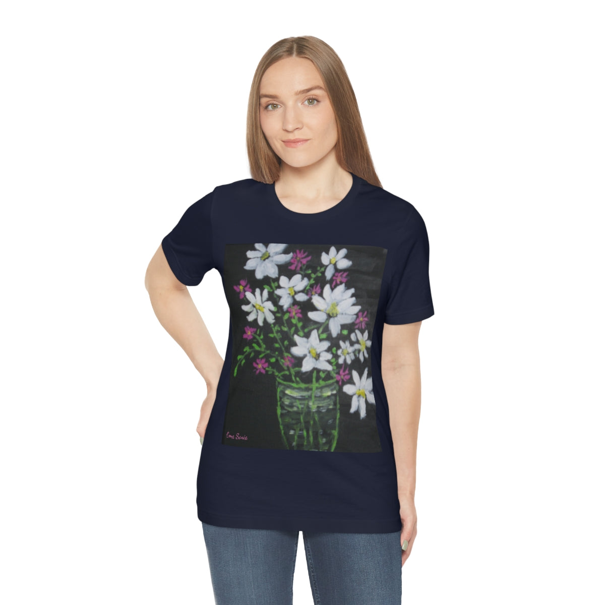 Floral on Black Short Sleeve Tee