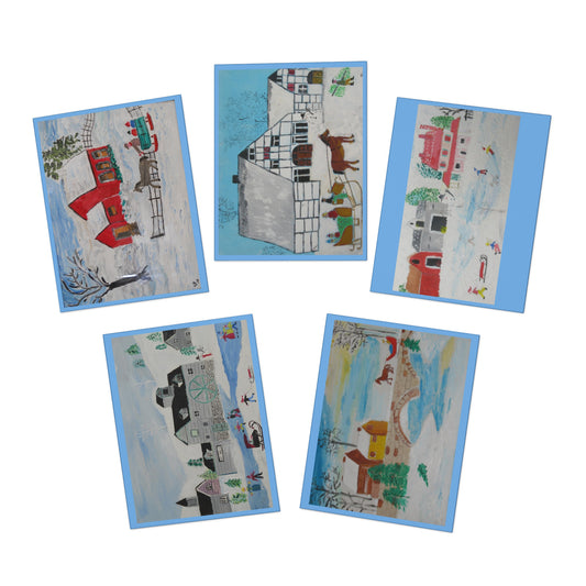 Holiday Winter Landscape Art Greeting Cards (5-Pack)