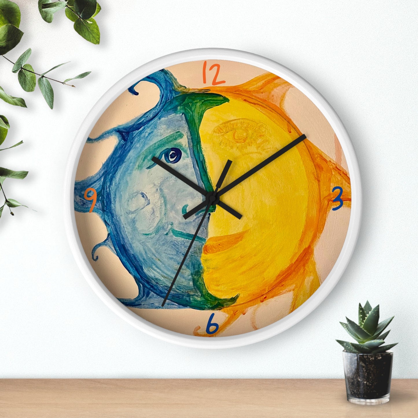 Happy Sun Moon Wall Clock