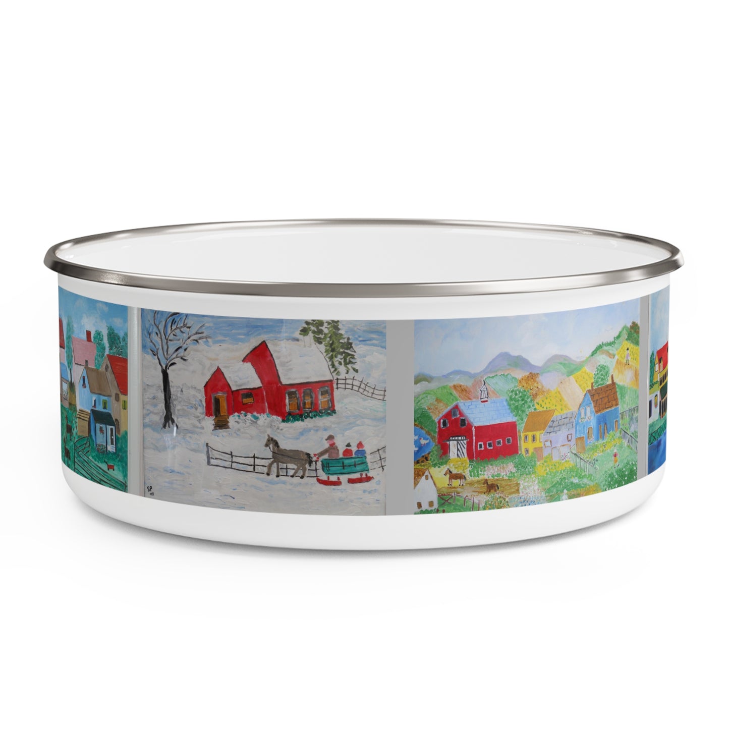 Country Landscapes by Oma Sonia - Enamel Bowl