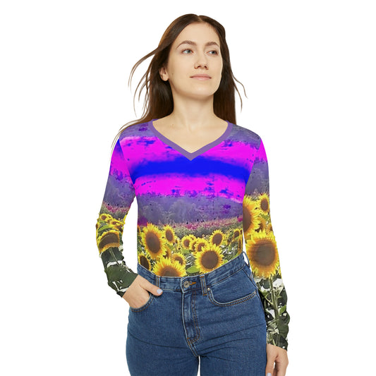 Sunflowers sky Women's V-neck Shirt