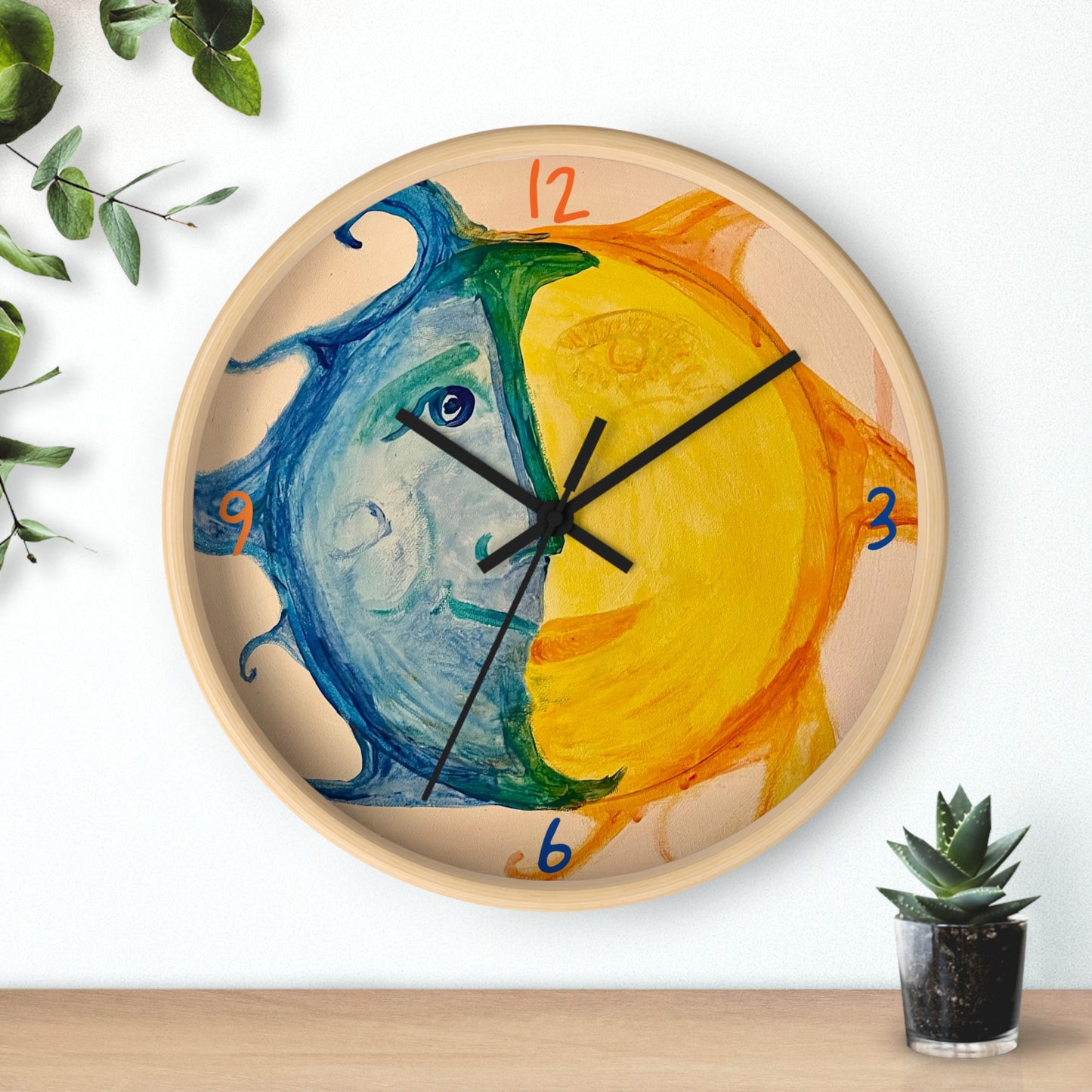 Happy Sun Moon Wall Clock