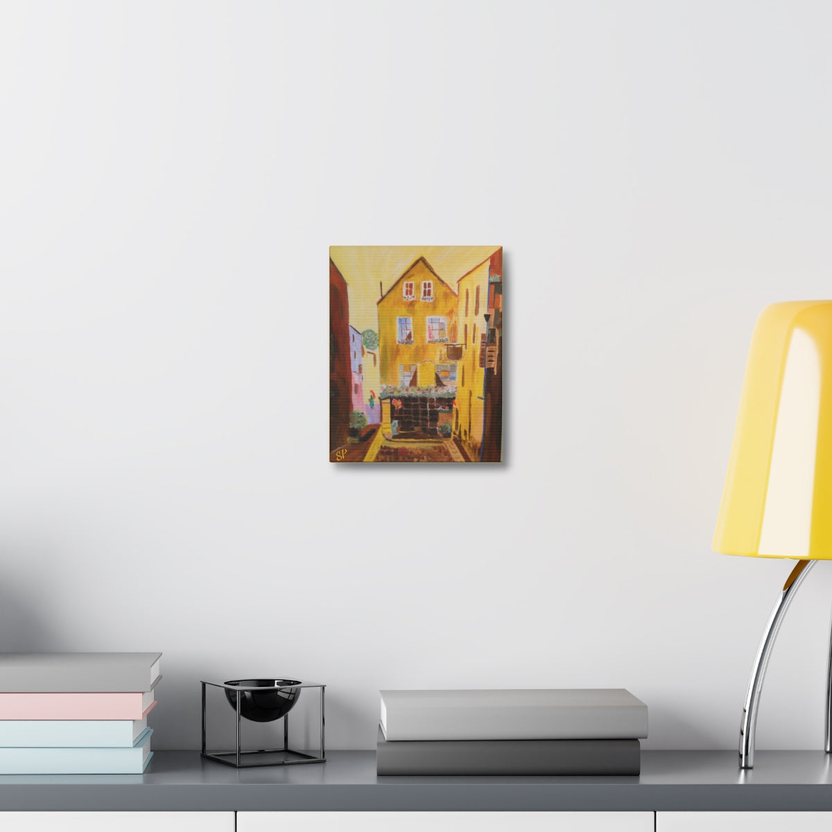 Oma Sonia Holocaust Survivor Artist - "Yellow House" on Stretched Canvas