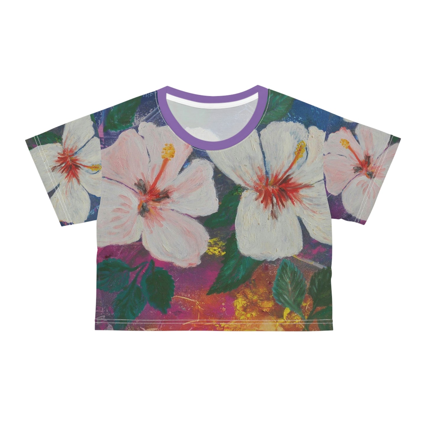 Oma's "Brilliant Hibiscus" Crop T Shirt