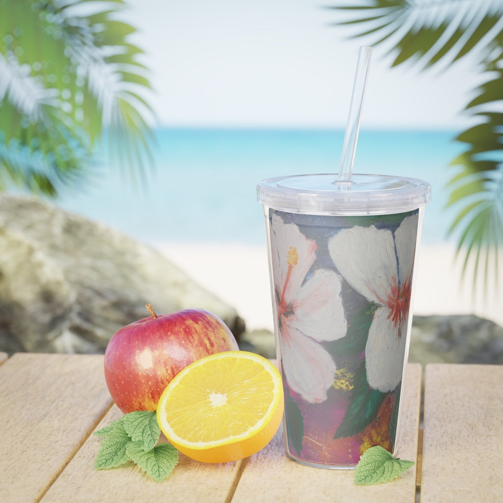 Oma Sonia Hibiscus Flower Tumbler with Straw