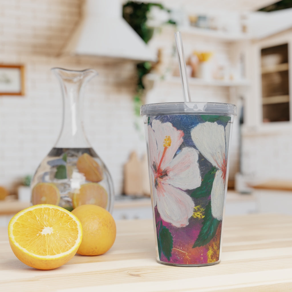 Oma Sonia Hibiscus Flower Tumbler with Straw