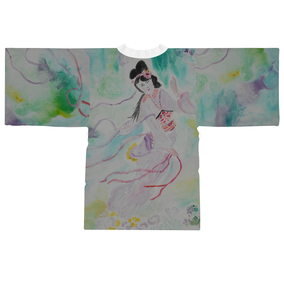 Long Sleeve Kimono Robe with Geisha