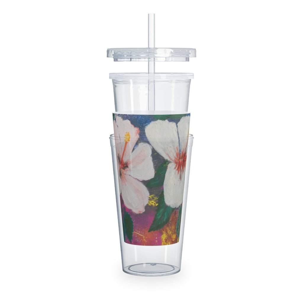 Oma Sonia Hibiscus Flower Tumbler with Straw