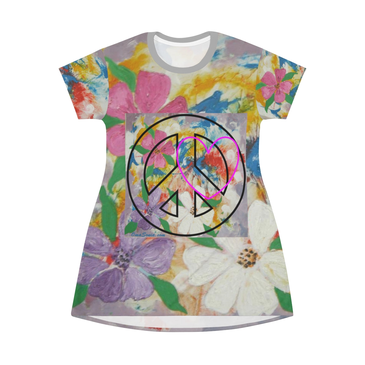 Oma Sonia's Peace-Love Floral T-Shirt Dress