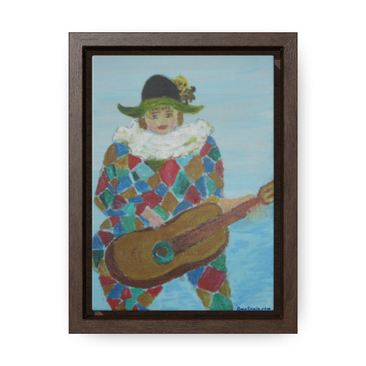 Oma Sonia's "Harlequin with Guitar" Framed Color Print on Canvas