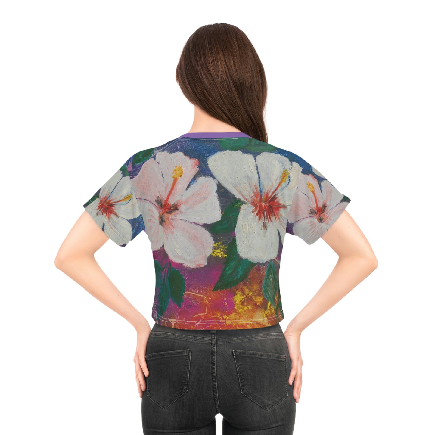 Oma's "Brilliant Hibiscus" Crop T Shirt