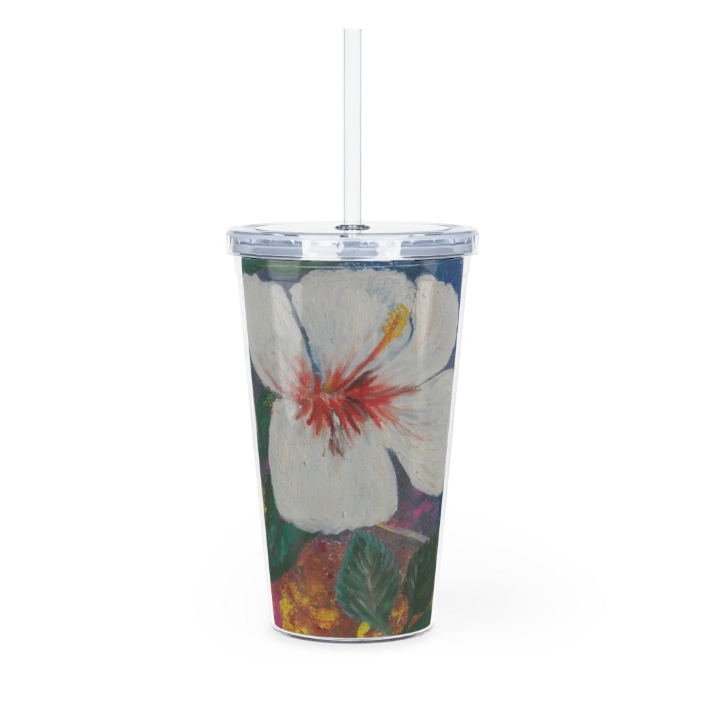 Oma Sonia Hibiscus Flower Tumbler with Straw