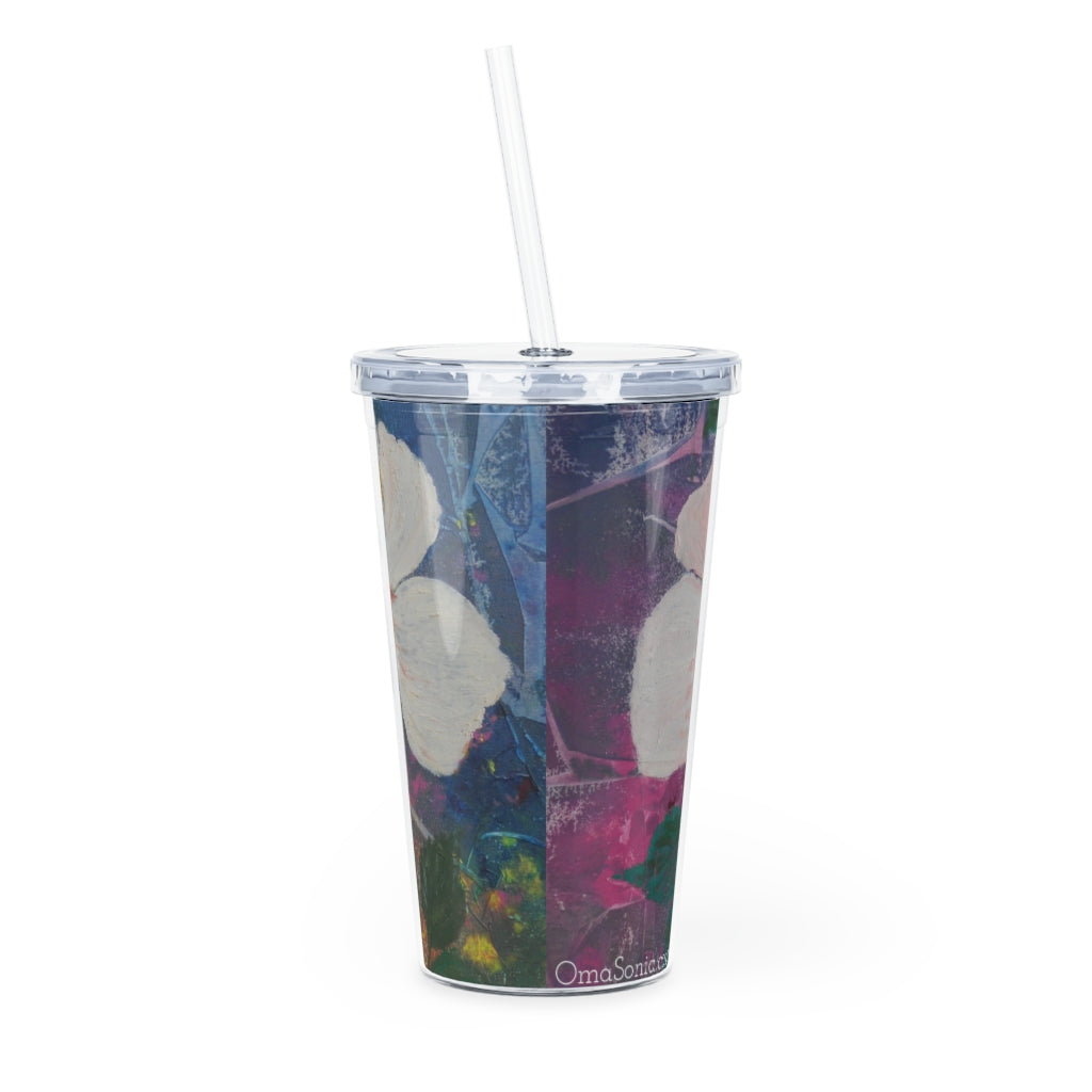 Oma Sonia Hibiscus Flower Tumbler with Straw