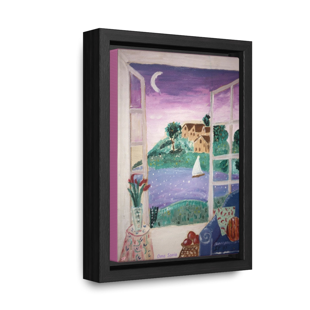 "Moonlit Sail" Framed Canvas